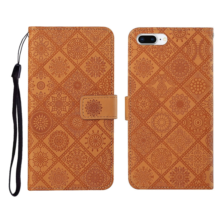 Ethnic Style Embossed Pattern Horizontal Flip Leather Case with Holder & Card Slots & Wallet & Lanyard For iPhone 8 Plus / 7 Plus