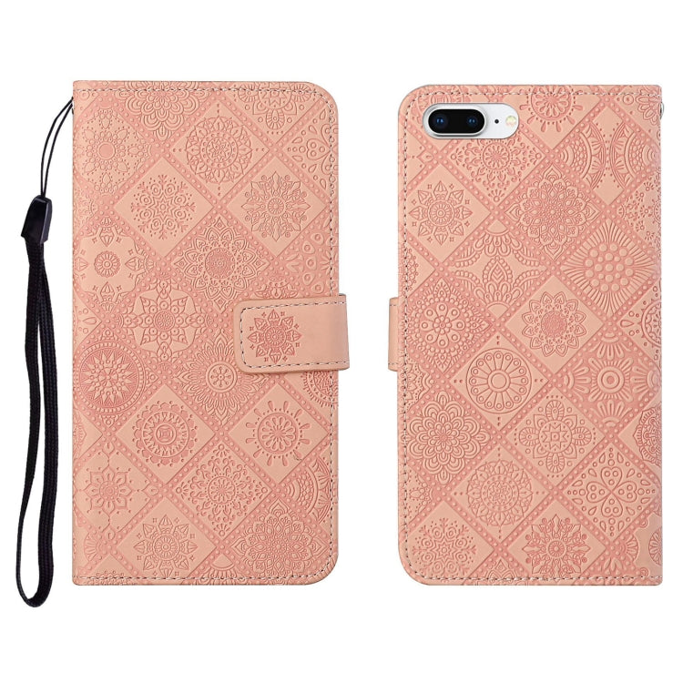 Ethnic Style Embossed Pattern Horizontal Flip Leather Case with Holder & Card Slots & Wallet & Lanyard For iPhone 8 Plus / 7 Plus