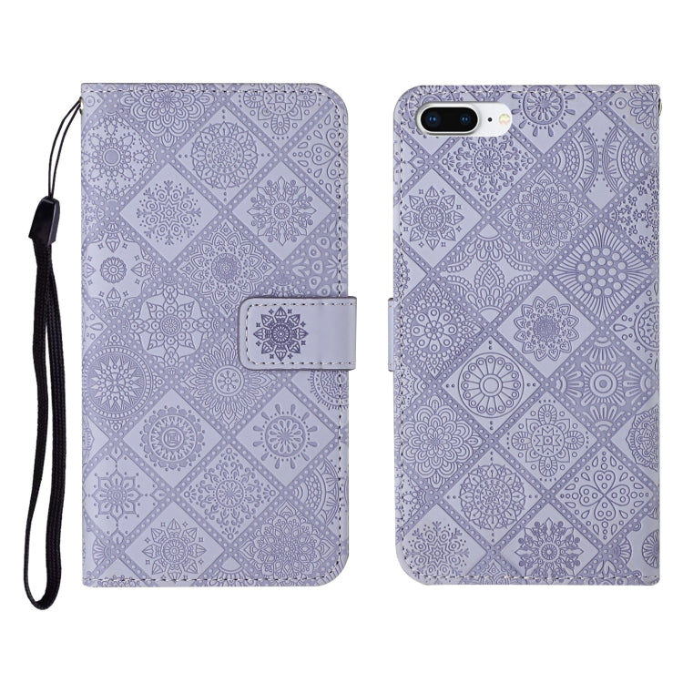 Ethnic Style Embossed Pattern Horizontal Flip Leather Case with Holder & Card Slots & Wallet & Lanyard For iPhone 8 Plus / 7 Plus
