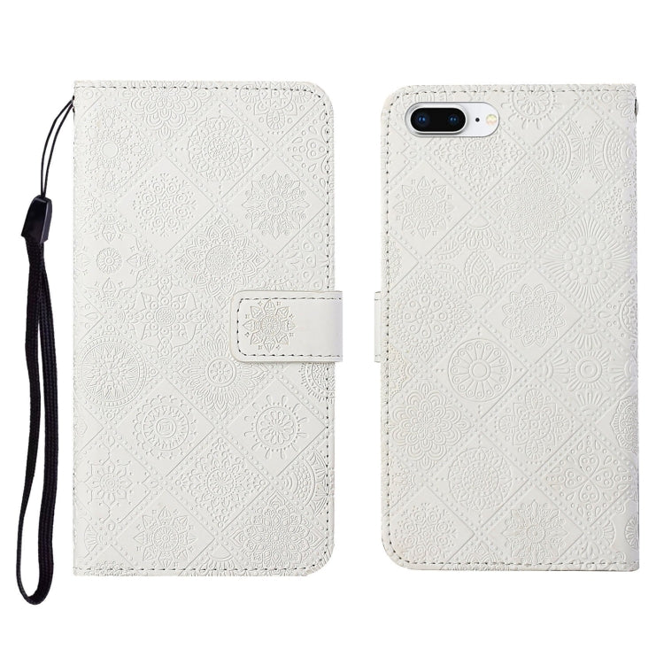 Ethnic Style Embossed Pattern Horizontal Flip Leather Case with Holder & Card Slots & Wallet & Lanyard For iPhone 8 Plus / 7 Plus