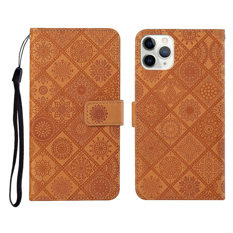 For iPhone 11 Pro Ethnic Style Embossed Pattern Horizontal Flip Leather Case with Holder & Card Slots & Wallet & Lanyard
