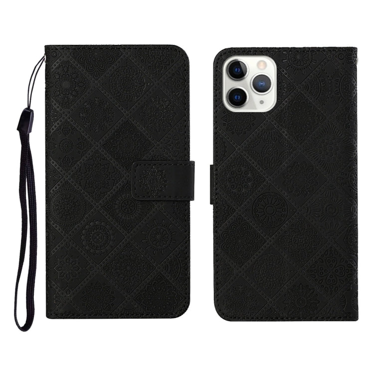For iPhone 11 Pro Ethnic Style Embossed Pattern Horizontal Flip Leather Case with Holder & Card Slots & Wallet & Lanyard