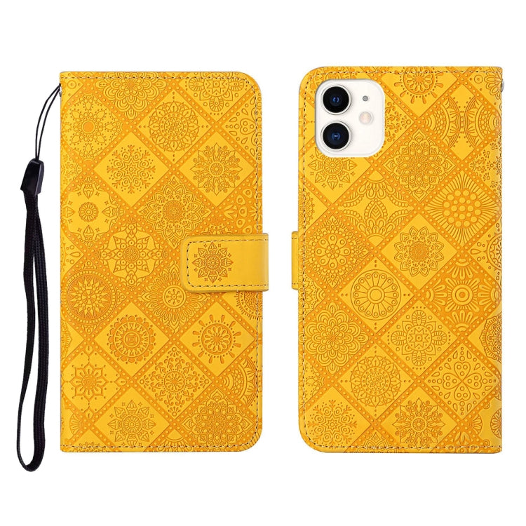For iPhone 12 Ethnic Style Embossed Pattern Horizontal Flip Leather Case with Holder & Card Slots & Wallet & Lanyard