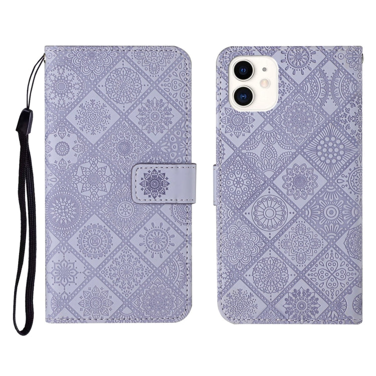For iPhone 12 Ethnic Style Embossed Pattern Horizontal Flip Leather Case with Holder & Card Slots & Wallet & Lanyard