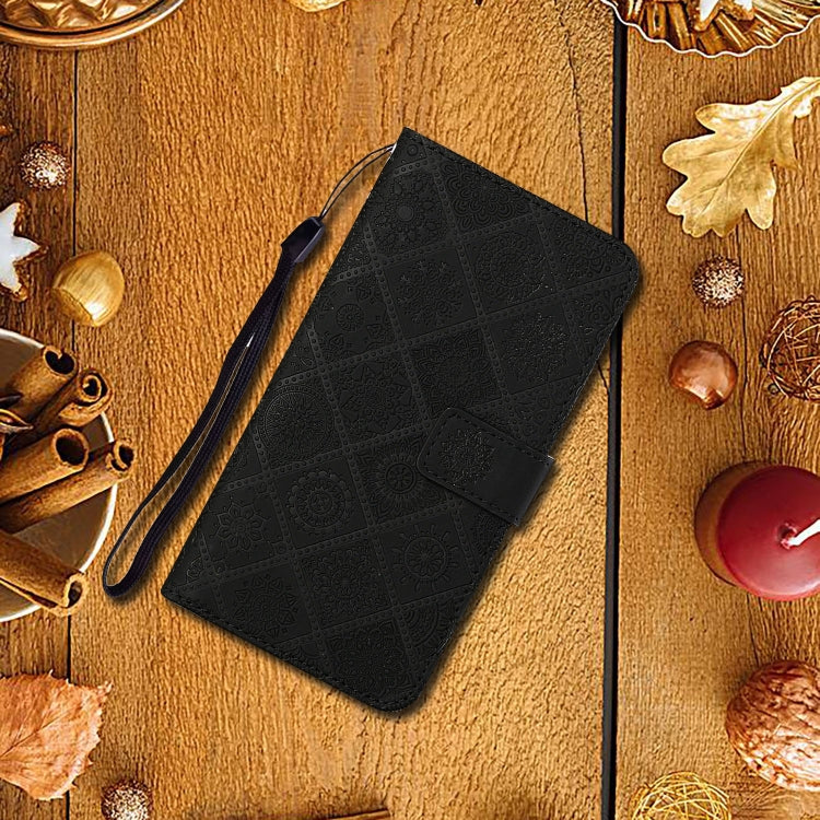 For iPhone 12 Ethnic Style Embossed Pattern Horizontal Flip Leather Case with Holder & Card Slots & Wallet & Lanyard