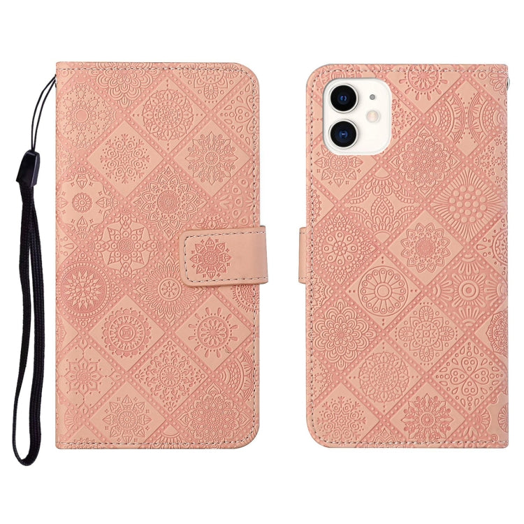 For iPhone 12 mini Ethnic Style Embossed Pattern Horizontal Flip Leather Case with Holder & Card Slots & Wallet & Lanyard