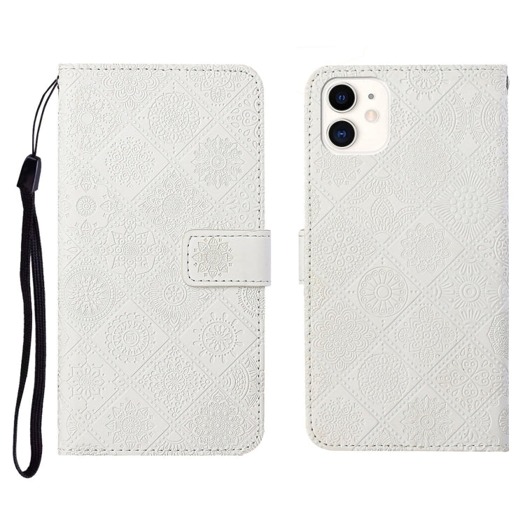 For iPhone 12 mini Ethnic Style Embossed Pattern Horizontal Flip Leather Case with Holder & Card Slots & Wallet & Lanyard