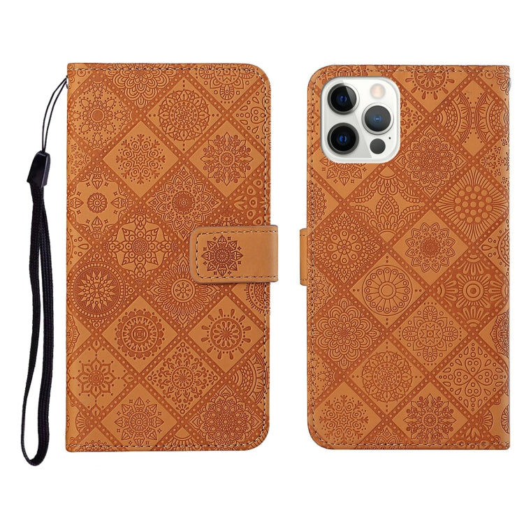 For iPhone 12 Pro Max Ethnic Style Embossed Pattern Horizontal Flip Leather Case with Holder & Card Slots & Wallet & Lanyard
