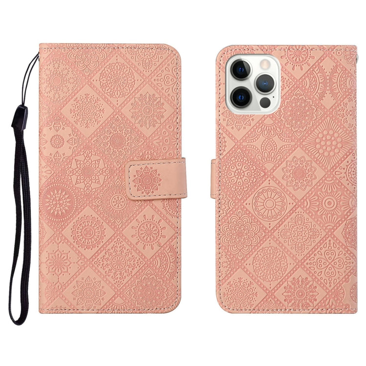 For iPhone 12 Pro Max Ethnic Style Embossed Pattern Horizontal Flip Leather Case with Holder & Card Slots & Wallet & Lanyard
