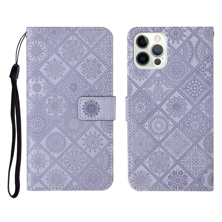 For iPhone 12 Pro Max Ethnic Style Embossed Pattern Horizontal Flip Leather Case with Holder & Card Slots & Wallet & Lanyard