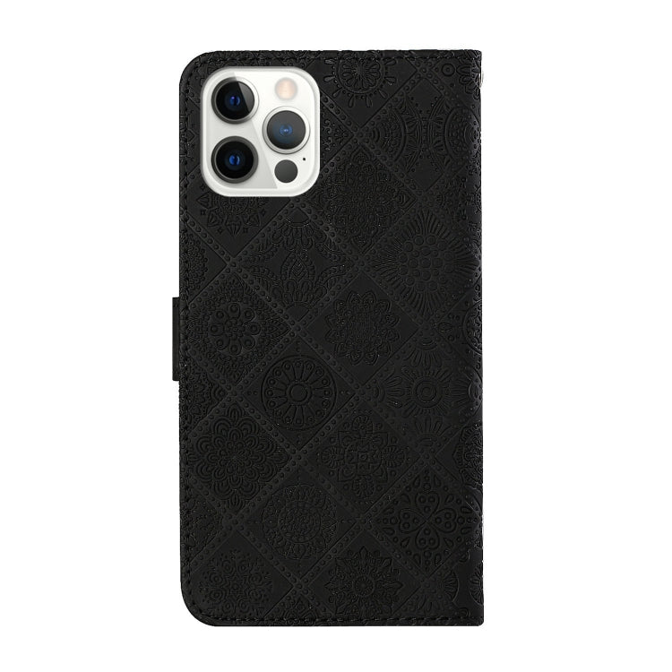 For iPhone 12 Pro Max Ethnic Style Embossed Pattern Horizontal Flip Leather Case with Holder & Card Slots & Wallet & Lanyard