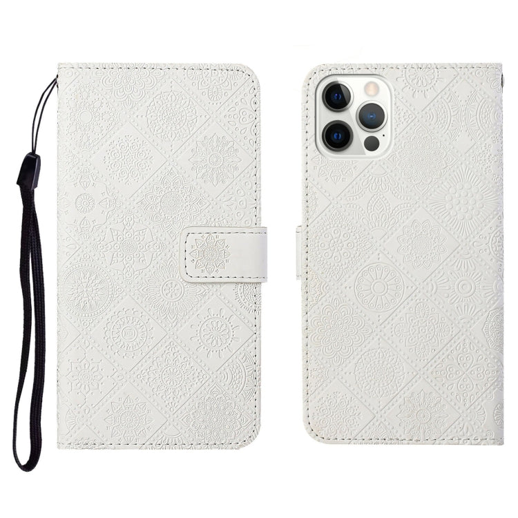 For iPhone 12 Pro Max Ethnic Style Embossed Pattern Horizontal Flip Leather Case with Holder & Card Slots & Wallet & Lanyard