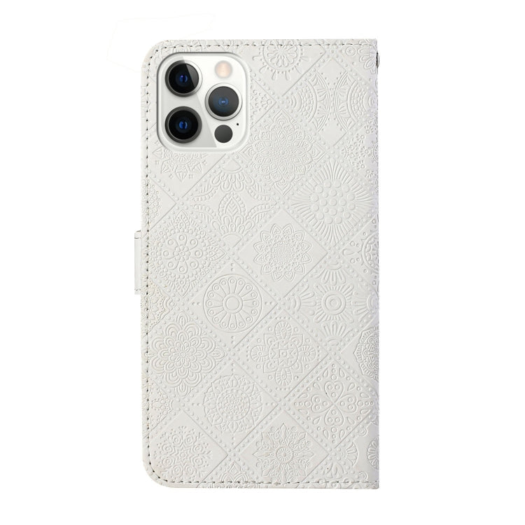 For iPhone 12 Pro Max Ethnic Style Embossed Pattern Horizontal Flip Leather Case with Holder & Card Slots & Wallet & Lanyard