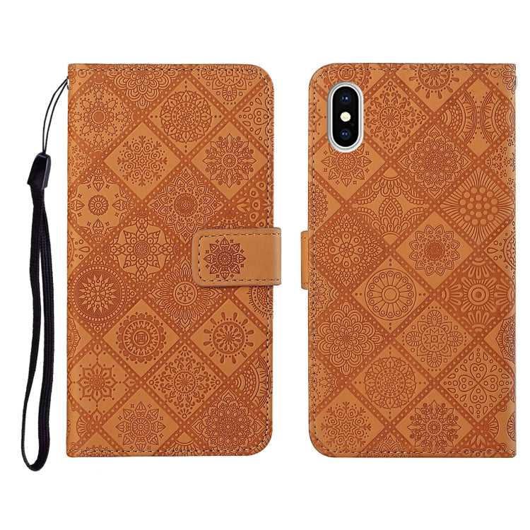 For iPhone X / XS Ethnic Style Embossed Pattern Horizontal Flip Leather Case with Holder & Card Slots & Wallet & Lanyard