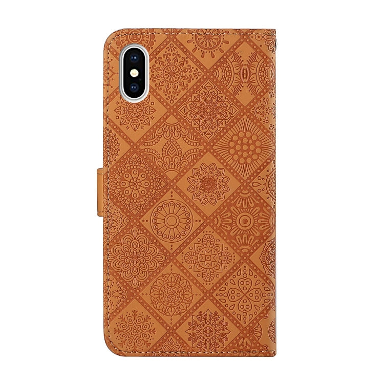 For iPhone X / XS Ethnic Style Embossed Pattern Horizontal Flip Leather Case with Holder & Card Slots & Wallet & Lanyard