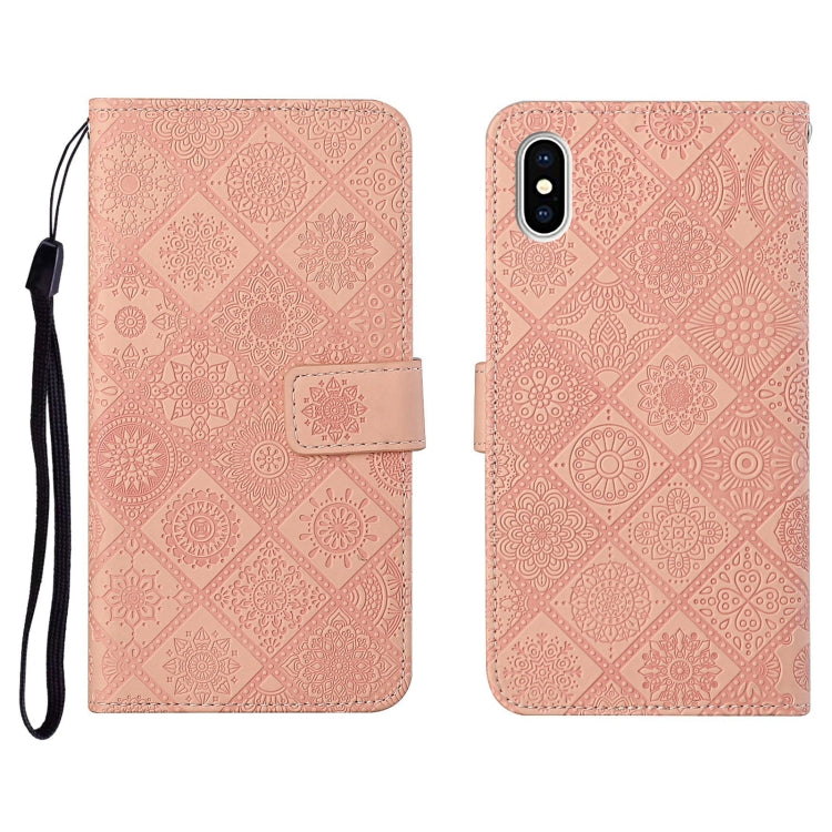 For iPhone X / XS Ethnic Style Embossed Pattern Horizontal Flip Leather Case with Holder & Card Slots & Wallet & Lanyard