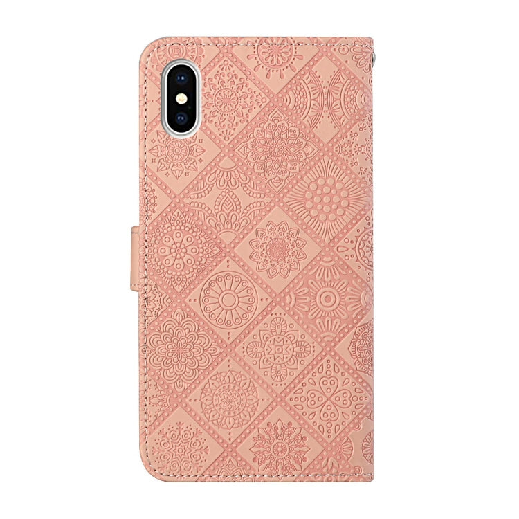For iPhone X / XS Ethnic Style Embossed Pattern Horizontal Flip Leather Case with Holder & Card Slots & Wallet & Lanyard