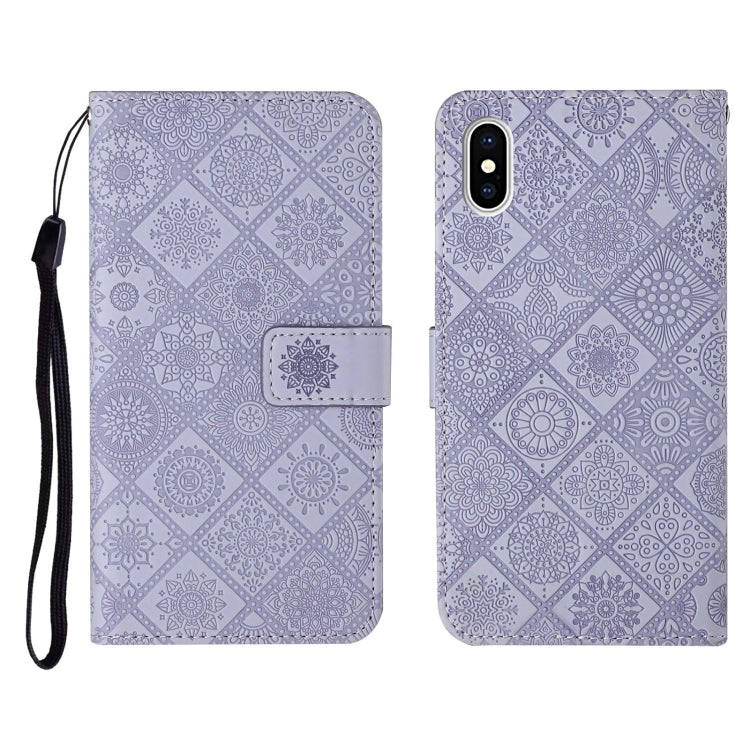For iPhone X / XS Ethnic Style Embossed Pattern Horizontal Flip Leather Case with Holder & Card Slots & Wallet & Lanyard