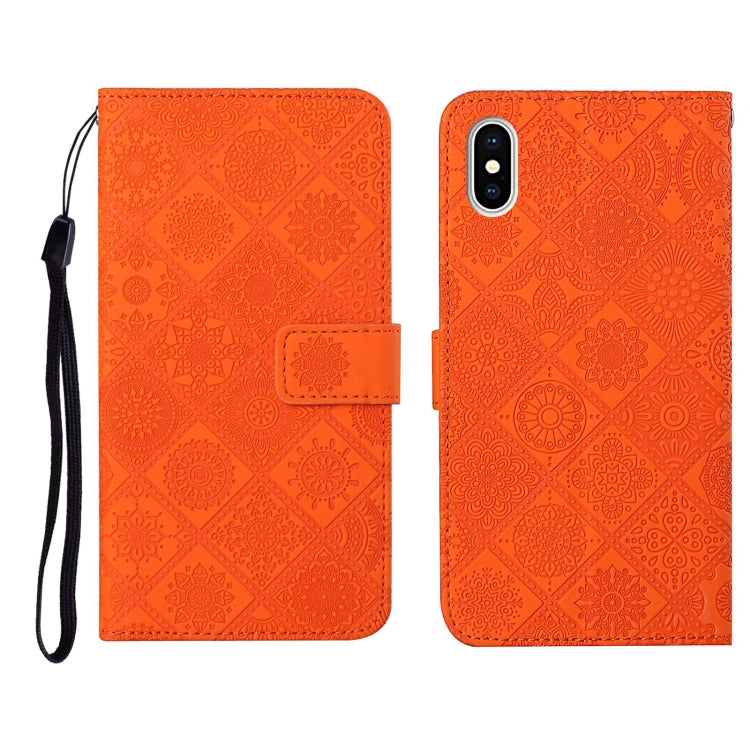 For iPhone X / XS Ethnic Style Embossed Pattern Horizontal Flip Leather Case with Holder & Card Slots & Wallet & Lanyard