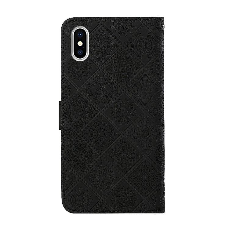 For iPhone X / XS Ethnic Style Embossed Pattern Horizontal Flip Leather Case with Holder & Card Slots & Wallet & Lanyard