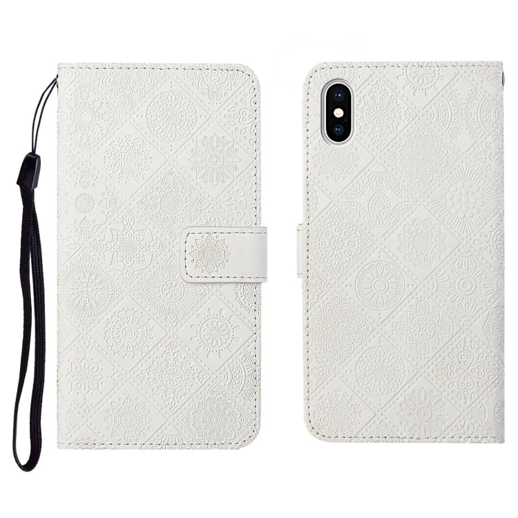 For iPhone X / XS Ethnic Style Embossed Pattern Horizontal Flip Leather Case with Holder & Card Slots & Wallet & Lanyard