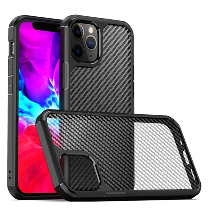 For iPhone 12 mini Semi-permeable Matte Carbon Fiber TPU Protective Case