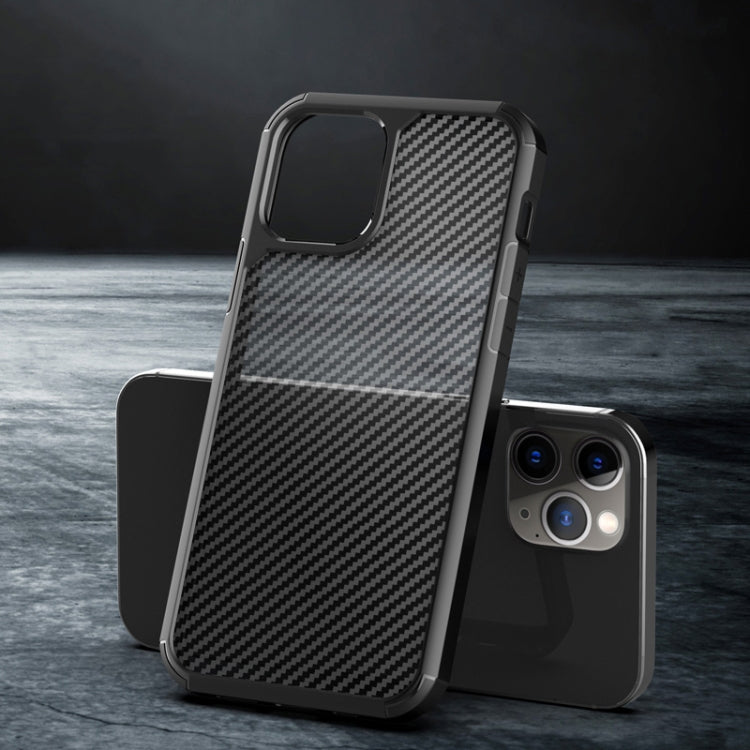 For iPhone 12 mini Semi-permeable Matte Carbon Fiber TPU Protective Case