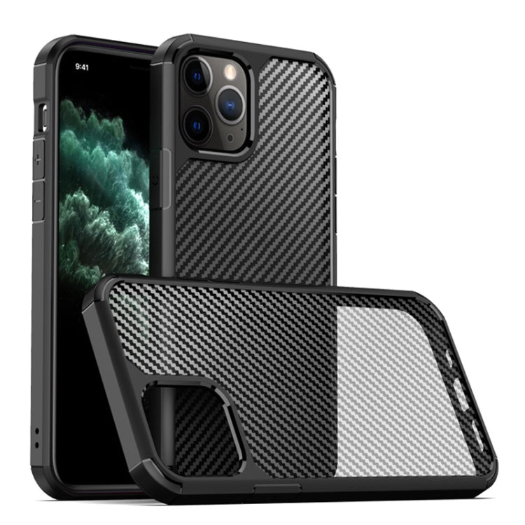 For iPhone 12 / 12 Pro Semi-permeable Matte Carbon Fiber TPU Protective Case