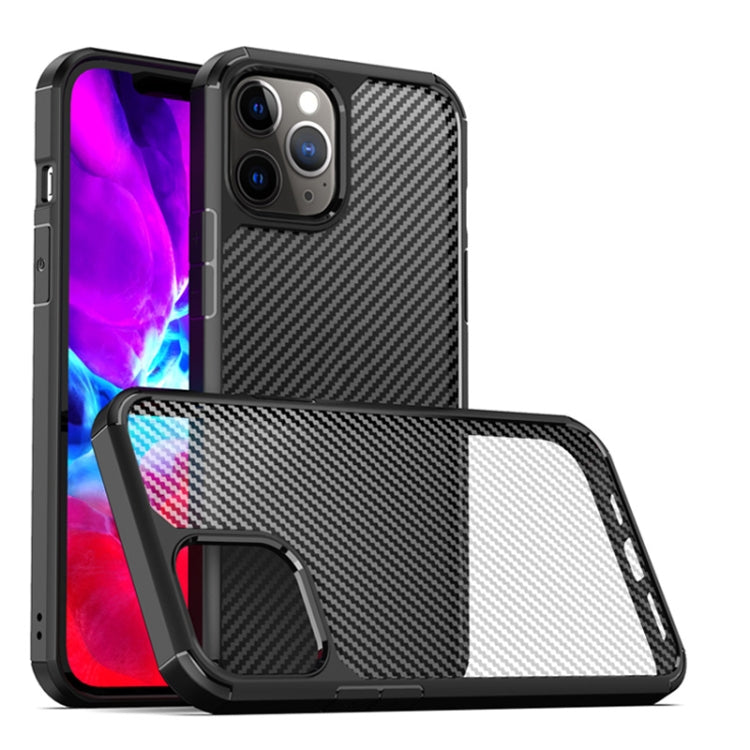 For iPhone 12 Pro Max Semi-permeable Matte Carbon Fiber TPU Protective Case