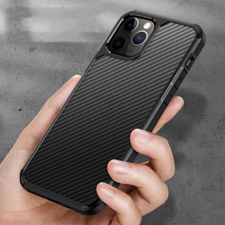 For iPhone 12 Pro Max Semi-permeable Matte Carbon Fiber TPU Protective Case