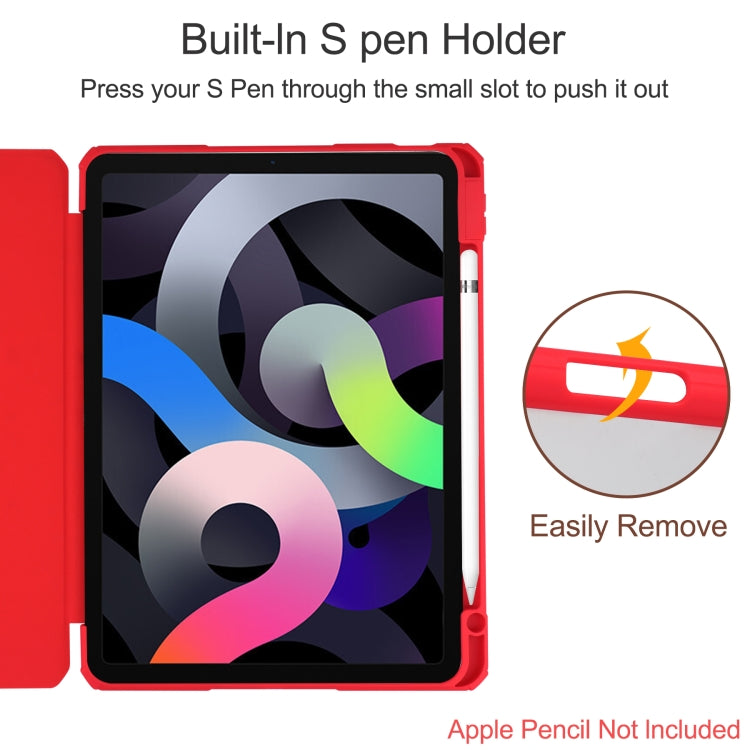 For iPad Air 2022 / 2020 10.9 TPU Transparent Back Cover Horizontal Flip Leather Case with Three-folding Holder & Sleep / Wake-up Function / Pen Slot