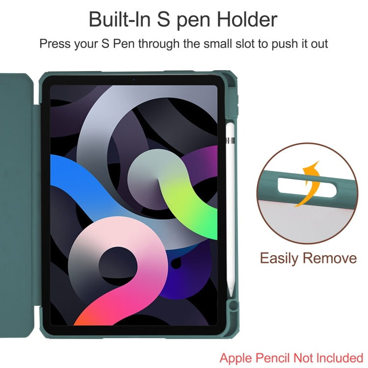 For iPad Air 2022 / 2020 10.9 TPU Transparent Back Cover Horizontal Flip Leather Case with Three-folding Holder & Sleep / Wake-up Function / Pen Slot