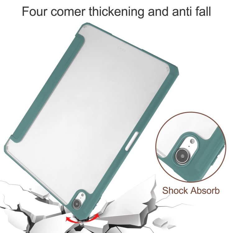 For iPad Air 2022 / 2020 10.9 TPU Transparent Back Cover Horizontal Flip Leather Case with Three-folding Holder & Sleep / Wake-up Function / Pen Slot
