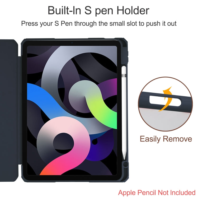 For iPad Air 2022 / 2020 10.9 TPU Transparent Back Cover Horizontal Flip Leather Case with Three-folding Holder & Sleep / Wake-up Function / Pen Slot