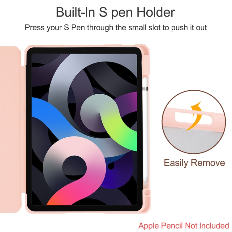 For iPad Air 2022 / 2020 10.9 TPU Transparent Back Cover Horizontal Flip Leather Case with Three-folding Holder & Sleep / Wake-up Function / Pen Slot