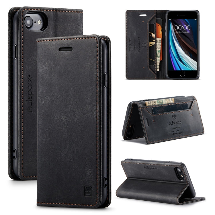 For iPhone SE 2022 / SE 2020 / 8 / 7 AutSpace A01 Retro Skin-feel Crazy Horse Texture Horizontal Flip Leather Case with Holder & Card Slots & Wallet & RFID