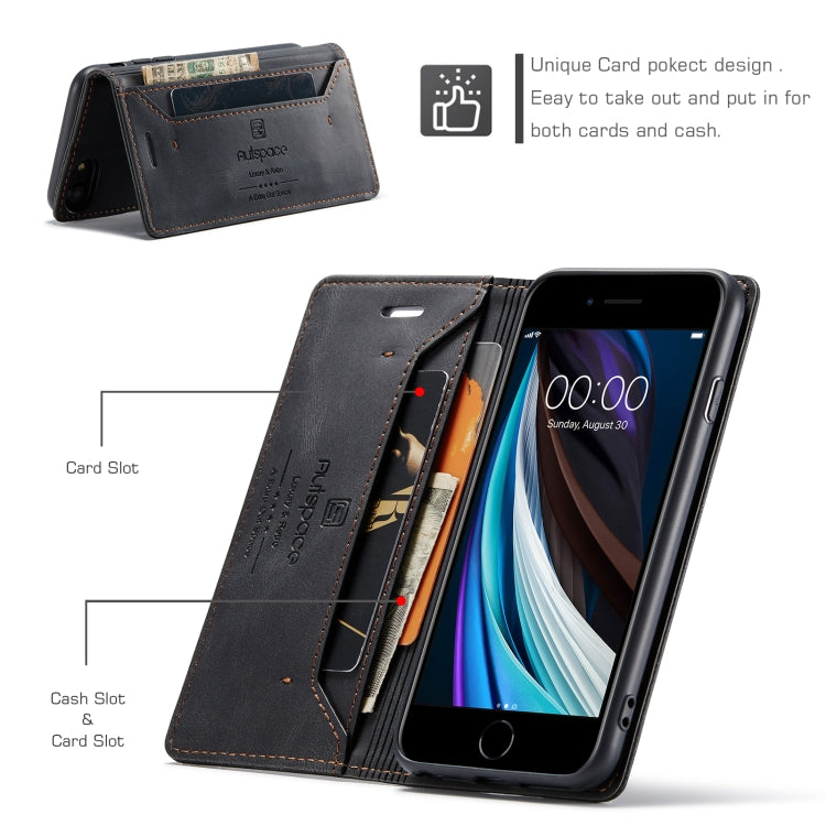 For iPhone SE 2022 / SE 2020 / 8 / 7 AutSpace A01 Retro Skin-feel Crazy Horse Texture Horizontal Flip Leather Case with Holder & Card Slots & Wallet & RFID