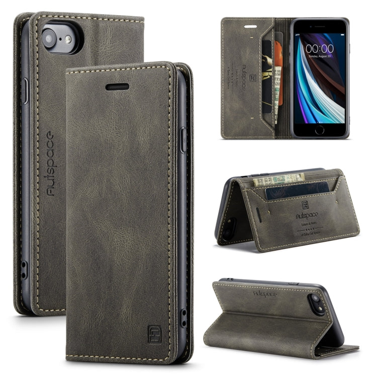For iPhone SE 2022 / SE 2020 / 8 / 7 AutSpace A01 Retro Skin-feel Crazy Horse Texture Horizontal Flip Leather Case with Holder & Card Slots & Wallet & RFID
