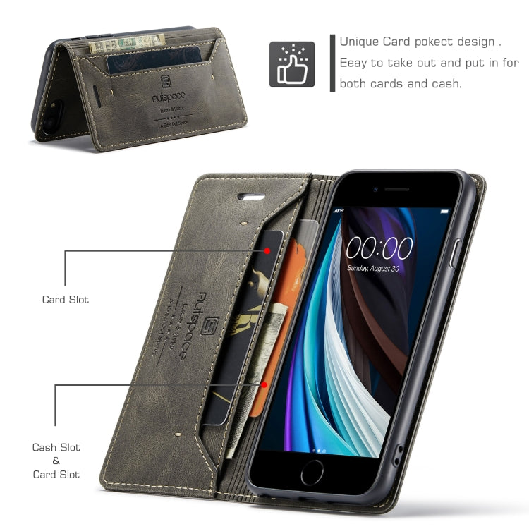 For iPhone SE 2022 / SE 2020 / 8 / 7 AutSpace A01 Retro Skin-feel Crazy Horse Texture Horizontal Flip Leather Case with Holder & Card Slots & Wallet & RFID