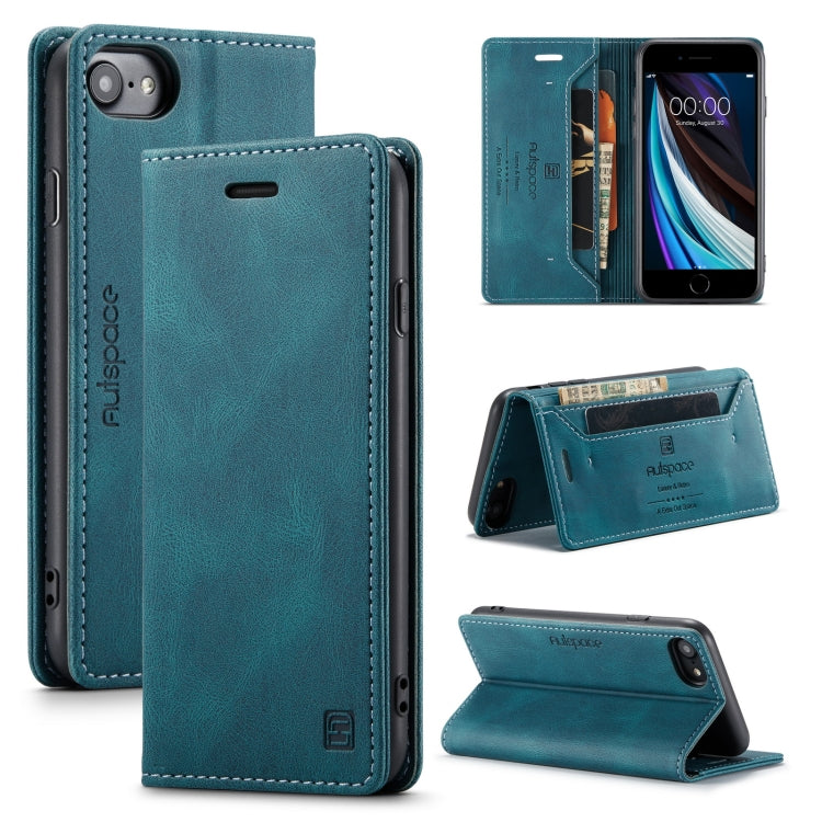 For iPhone SE 2022 / SE 2020 / 8 / 7 AutSpace A01 Retro Skin-feel Crazy Horse Texture Horizontal Flip Leather Case with Holder & Card Slots & Wallet & RFID