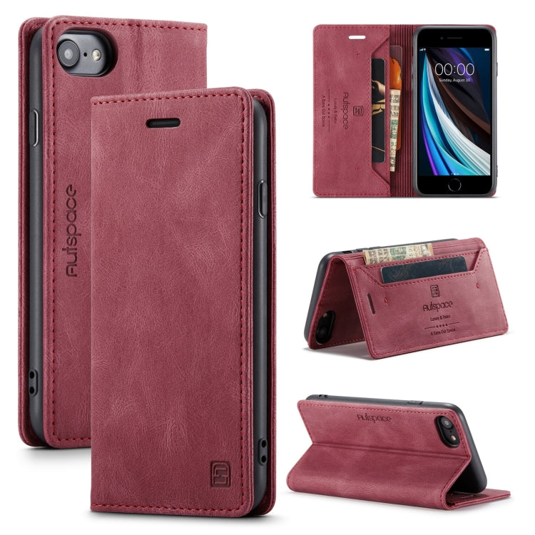 For iPhone SE 2022 / SE 2020 / 8 / 7 AutSpace A01 Retro Skin-feel Crazy Horse Texture Horizontal Flip Leather Case with Holder & Card Slots & Wallet & RFID