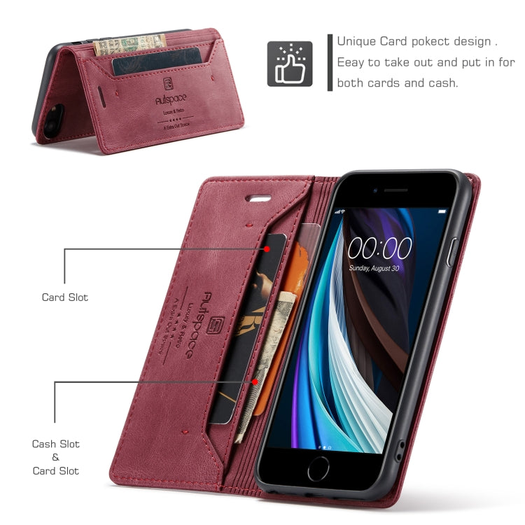 For iPhone SE 2022 / SE 2020 / 8 / 7 AutSpace A01 Retro Skin-feel Crazy Horse Texture Horizontal Flip Leather Case with Holder & Card Slots & Wallet & RFID
