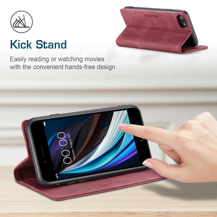 For iPhone SE 2022 / SE 2020 / 8 / 7 AutSpace A01 Retro Skin-feel Crazy Horse Texture Horizontal Flip Leather Case with Holder & Card Slots & Wallet & RFID