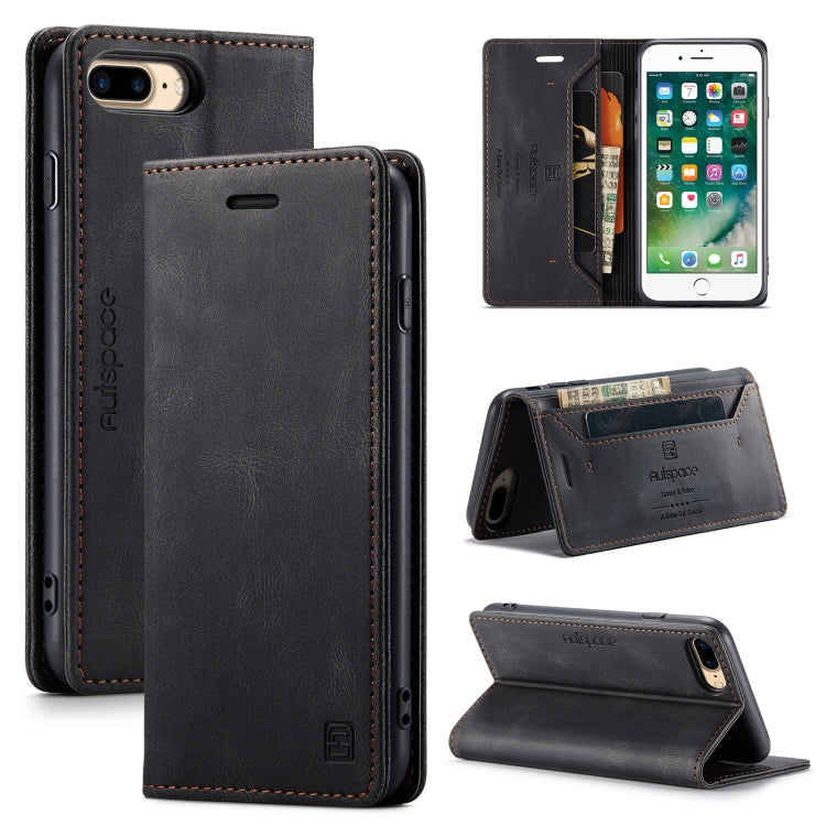 AutSpace A01 Retro Skin-feel Crazy Horse Texture Horizontal Flip Leather Case with Holder & Card Slots & Wallet & RFID For iPhone 8 Plus / 7 Plus