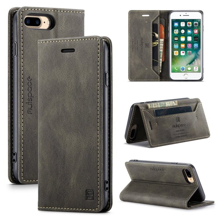 AutSpace A01 Retro Skin-feel Crazy Horse Texture Horizontal Flip Leather Case with Holder & Card Slots & Wallet & RFID For iPhone 8 Plus / 7 Plus