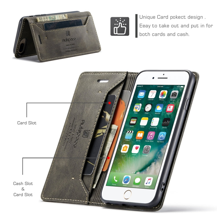AutSpace A01 Retro Skin-feel Crazy Horse Texture Horizontal Flip Leather Case with Holder & Card Slots & Wallet & RFID For iPhone 8 Plus / 7 Plus