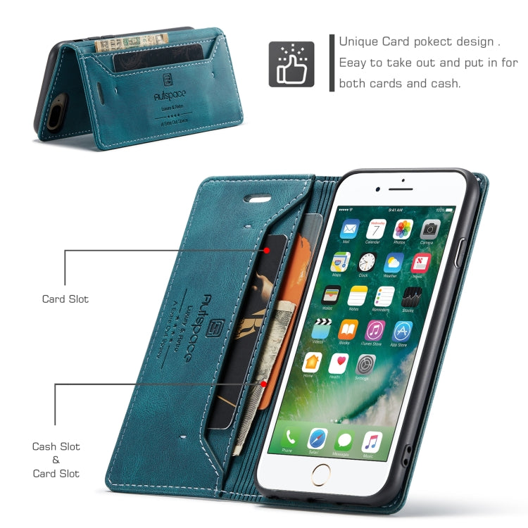 AutSpace A01 Retro Skin-feel Crazy Horse Texture Horizontal Flip Leather Case with Holder & Card Slots & Wallet & RFID For iPhone 8 Plus / 7 Plus