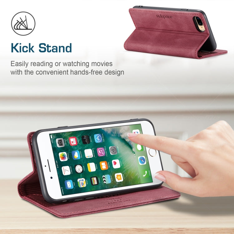 AutSpace A01 Retro Skin-feel Crazy Horse Texture Horizontal Flip Leather Case with Holder & Card Slots & Wallet & RFID For iPhone 8 Plus / 7 Plus