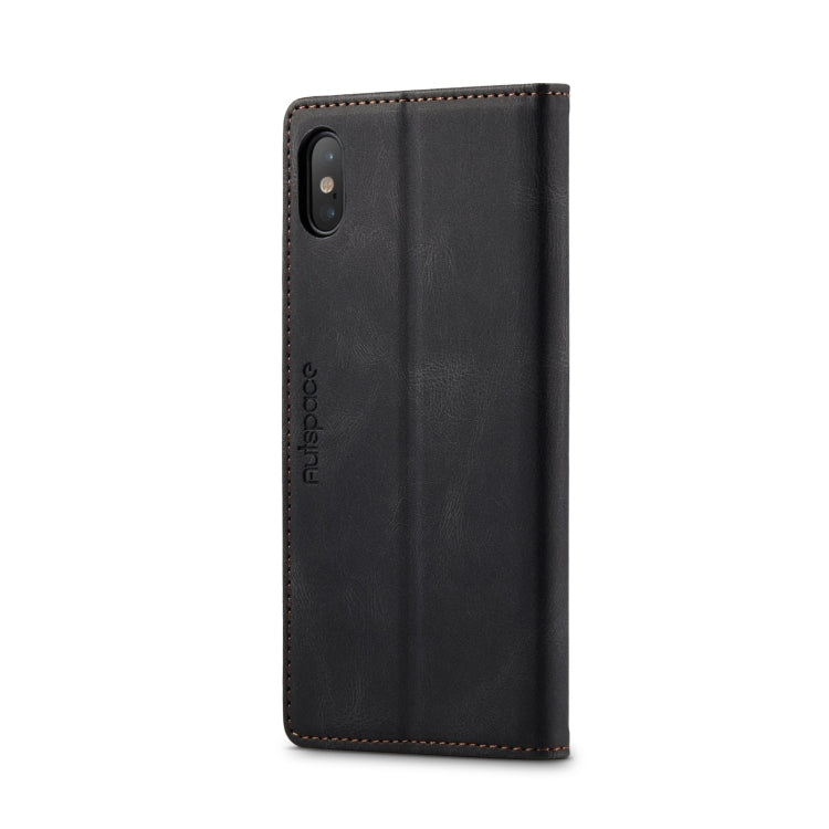 For iPhone X / XS AutSpace A01 Retro Skin-feel Crazy Horse Texture Horizontal Flip Leather Case with Holder & Card Slots & Wallet & RFID