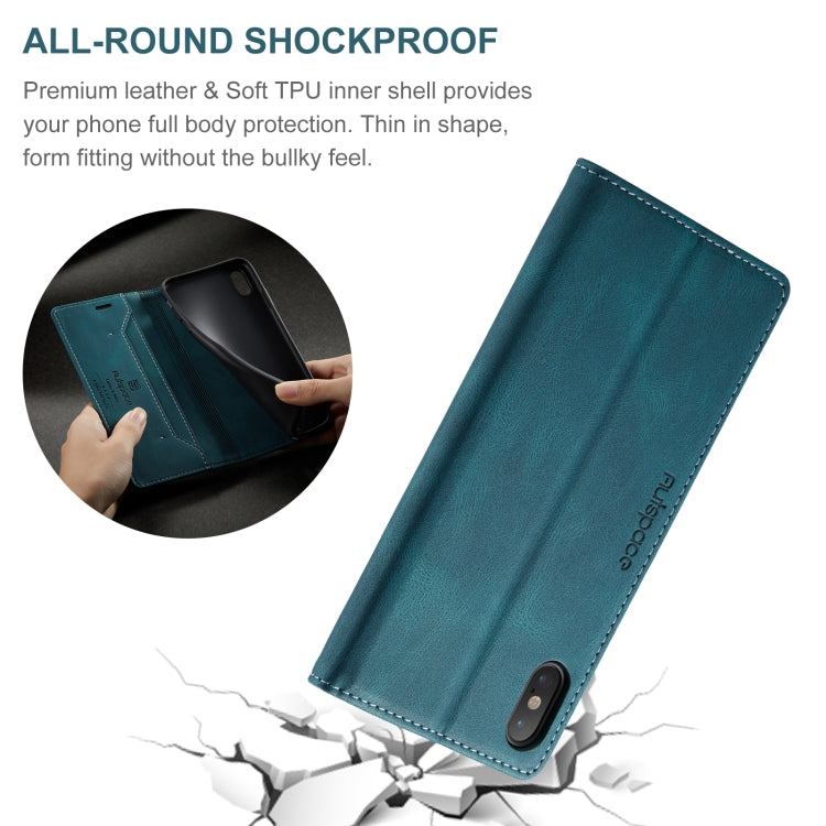 For iPhone X / XS AutSpace A01 Retro Skin-feel Crazy Horse Texture Horizontal Flip Leather Case with Holder & Card Slots & Wallet & RFID